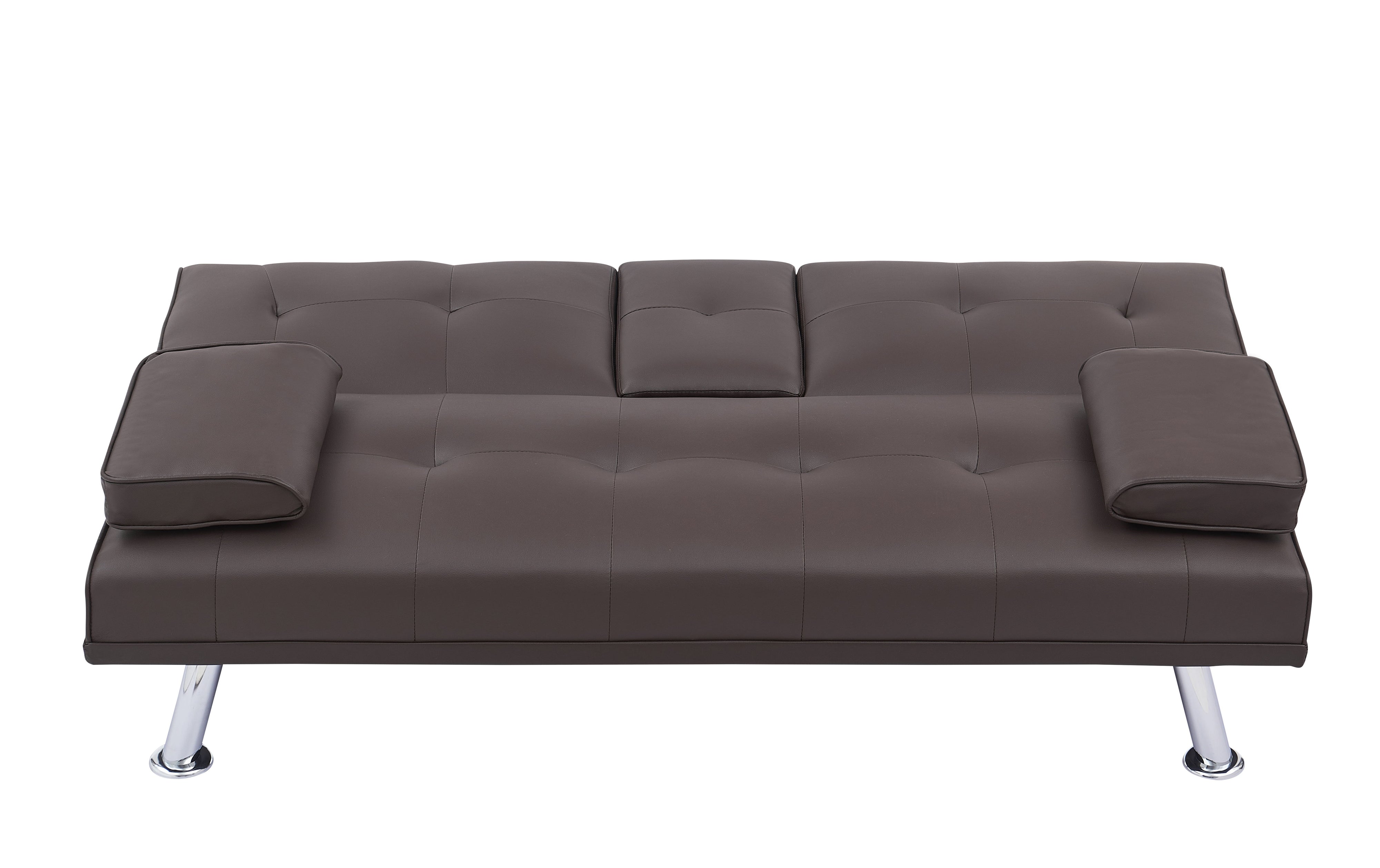 Leather Multifunctional Double Folding Sofa Bed For Office With Coffee Table