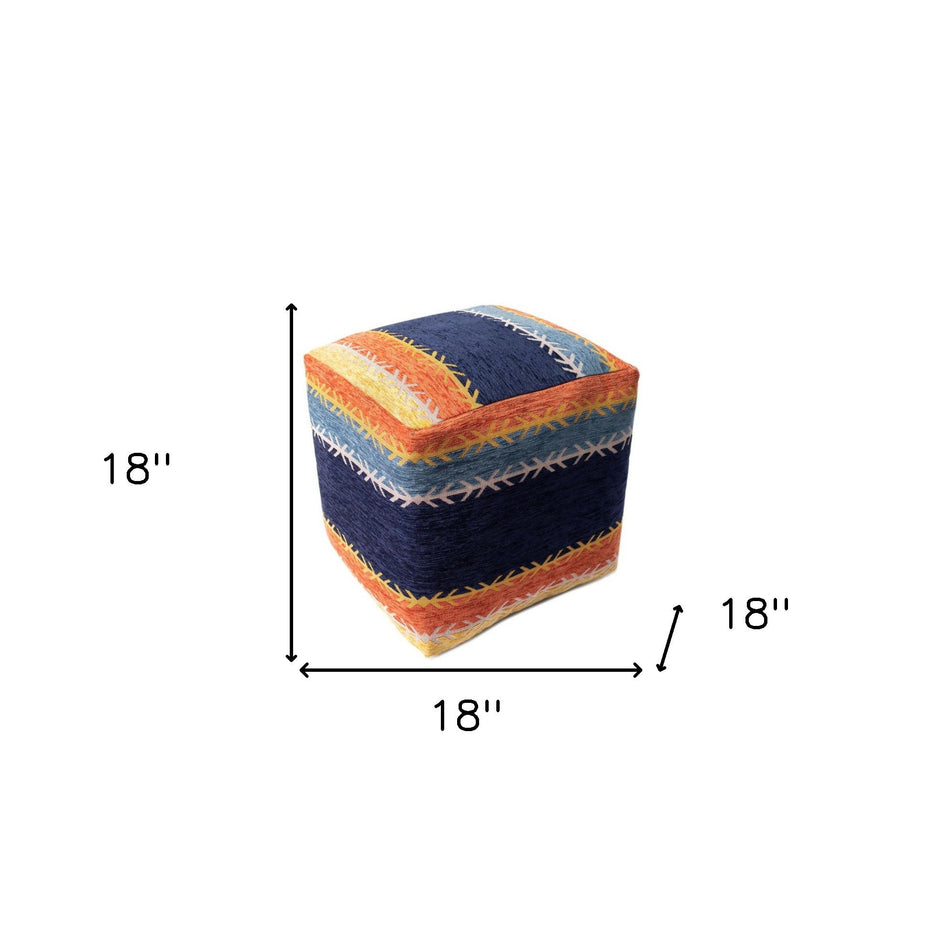 Polyester Blend Ottoman - Multicolored