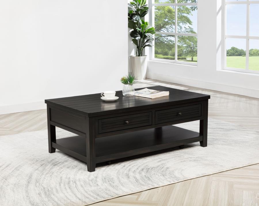 Concord - 2-Drawer Rectangular Coffee Table - Distressed Java by Coaster Fine Furniture | Bel Furniture