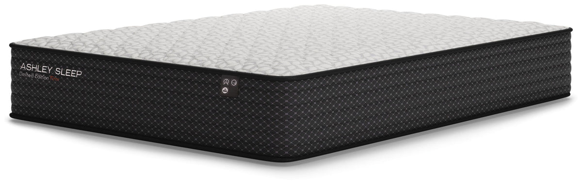 Ashley Sleep Limited Edition Firm innerspring mattress with black quilted cover and gray top surface