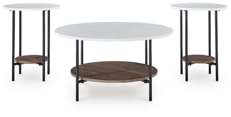 Wrenwich - Brown / Black / White - Occasional Table Set (Set of 3) by Signature Design by Ashley® | Bel Furniture