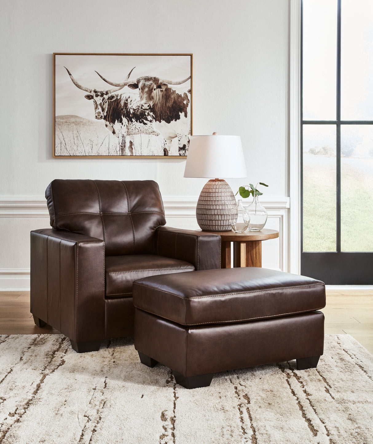 Santorine - Living Room Set Dark Brown 2 Pc. Chair, Ottoman by Signature Design by Ashley® | Bel Furniture