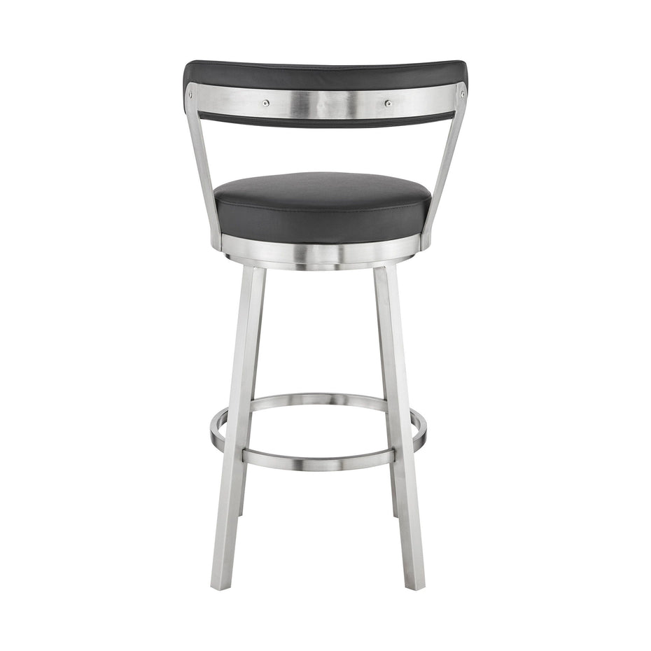 Swivel Backless Bar Height Bar Chair - Black / Silver