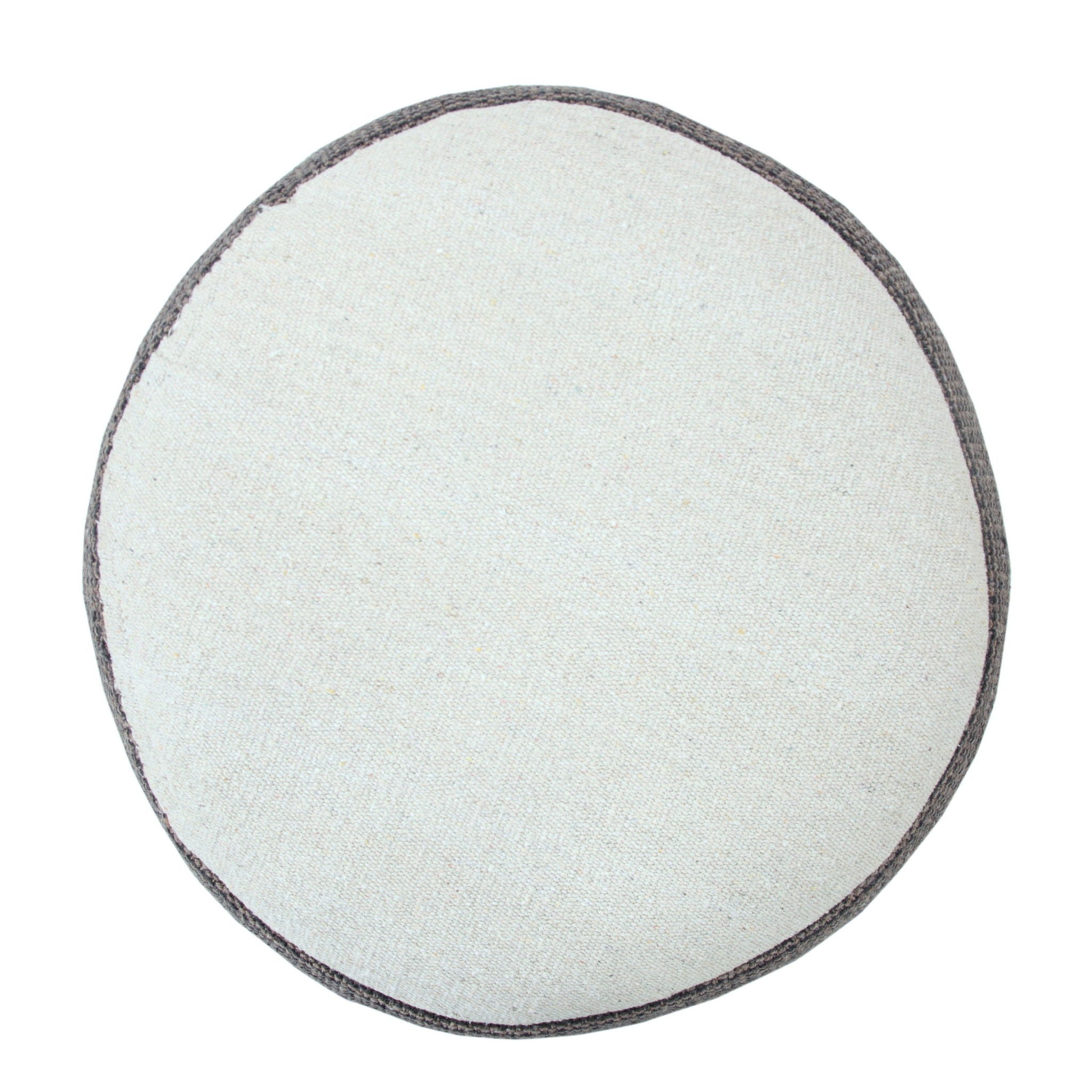 Round Cotton Ottoman - Gray