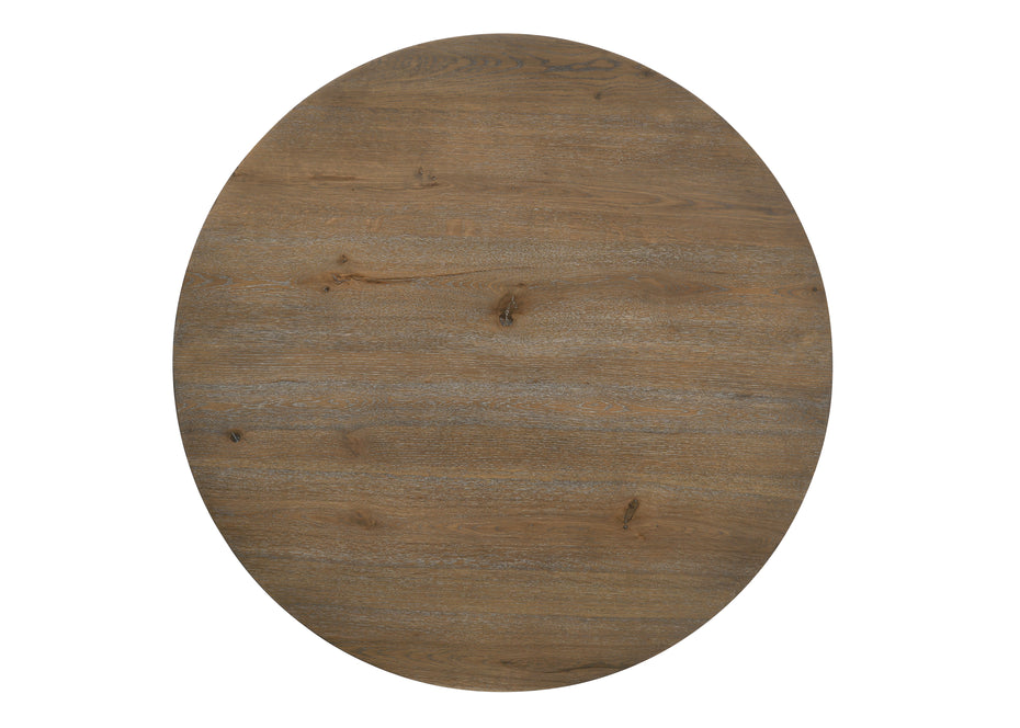 Brutus - Contemporary Round Dining Table With Wheat Colored Base - Vintage Walnut