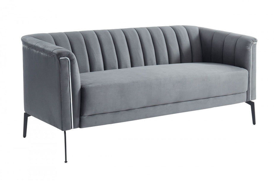 Sofa With Silver Legs - Dark Gray