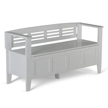Adams - Entryway Storage Bench Handcrafted White by Simpli-Home | Bel Furniture