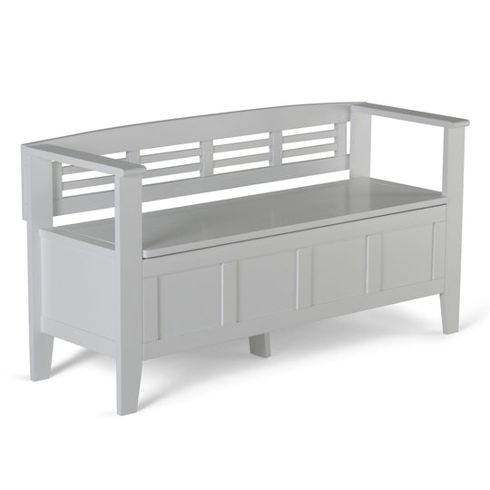Adams - Entryway Storage Bench Handcrafted White by Simpli-Home | Bel Furniture