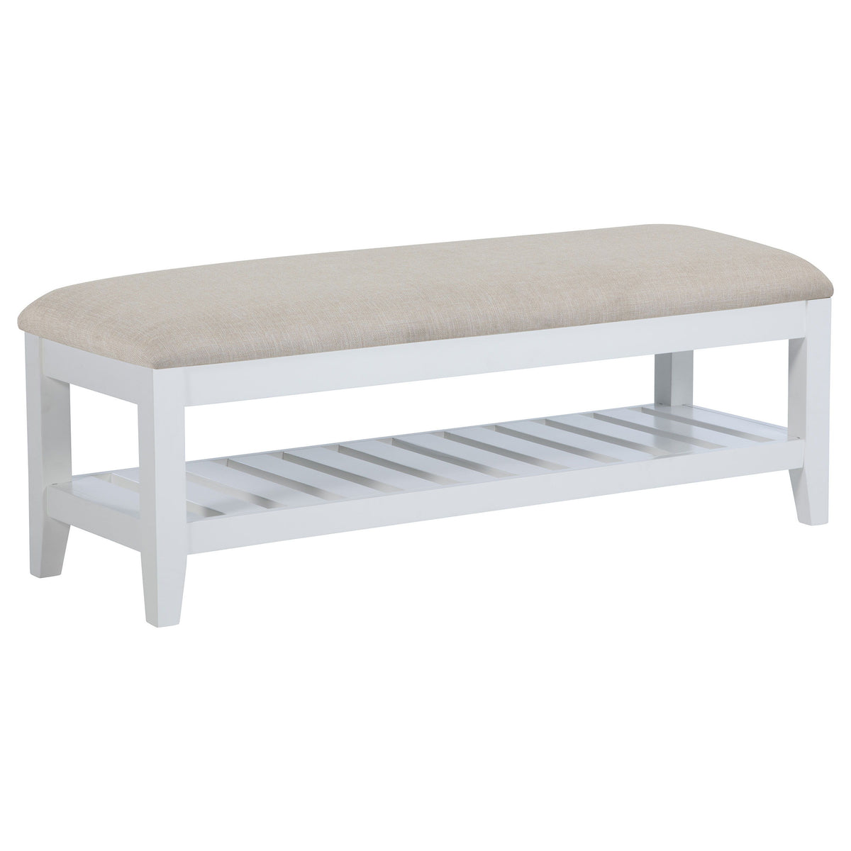 Bexhill - Upholstered Rectangular Bench with Shelf - White by Coaster Fine Furniture | Bel Furniture