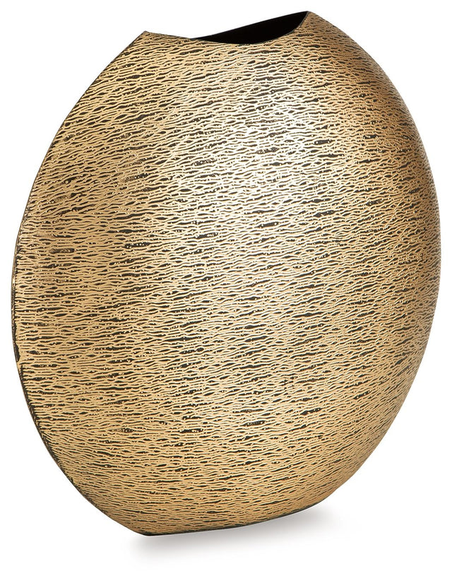 Iansboro - Vase Gold 13''W x 5''D x 12''H by Signature Design by Ashley® | Bel Furniture