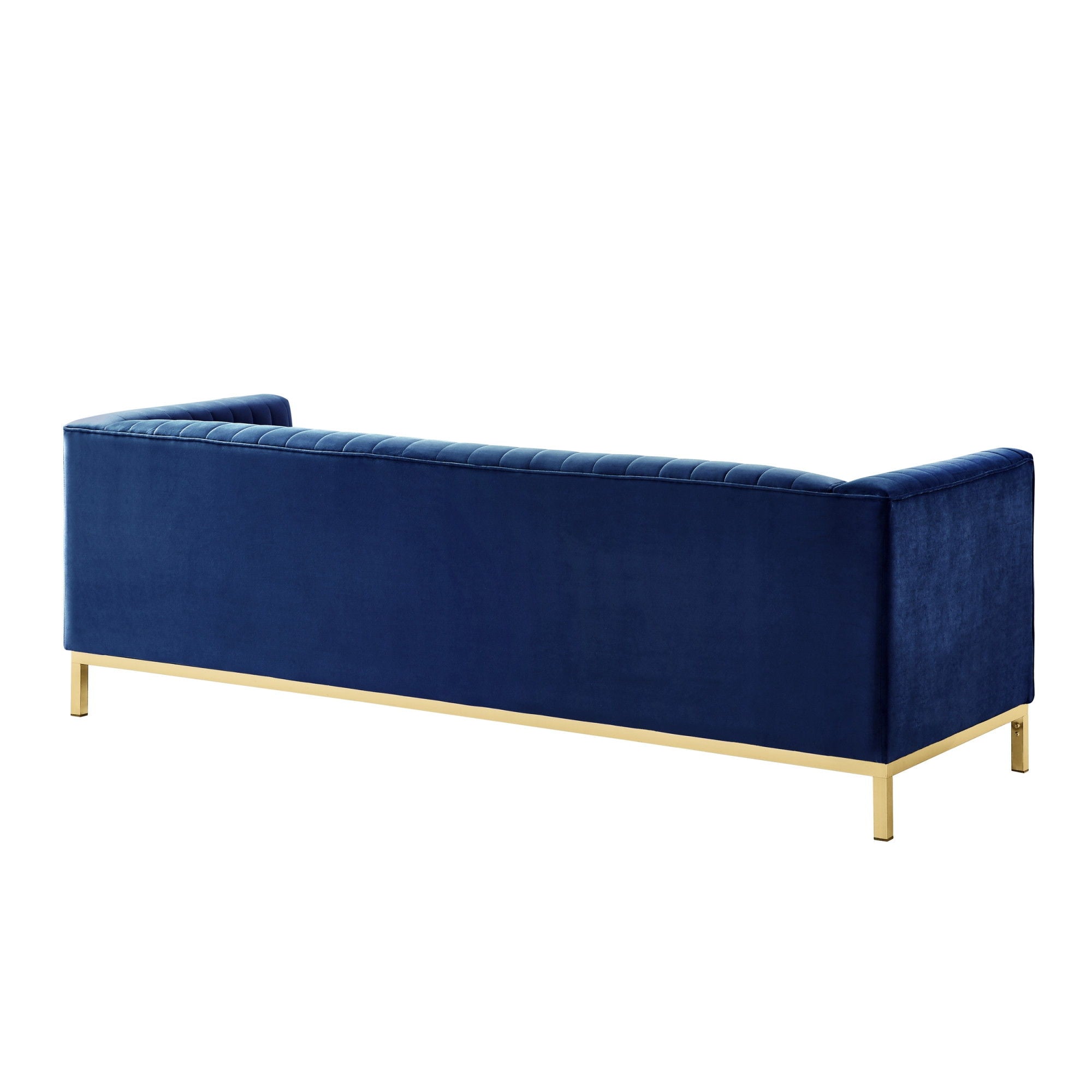 Velvet Sofa With Gold Legs - Navy Blue