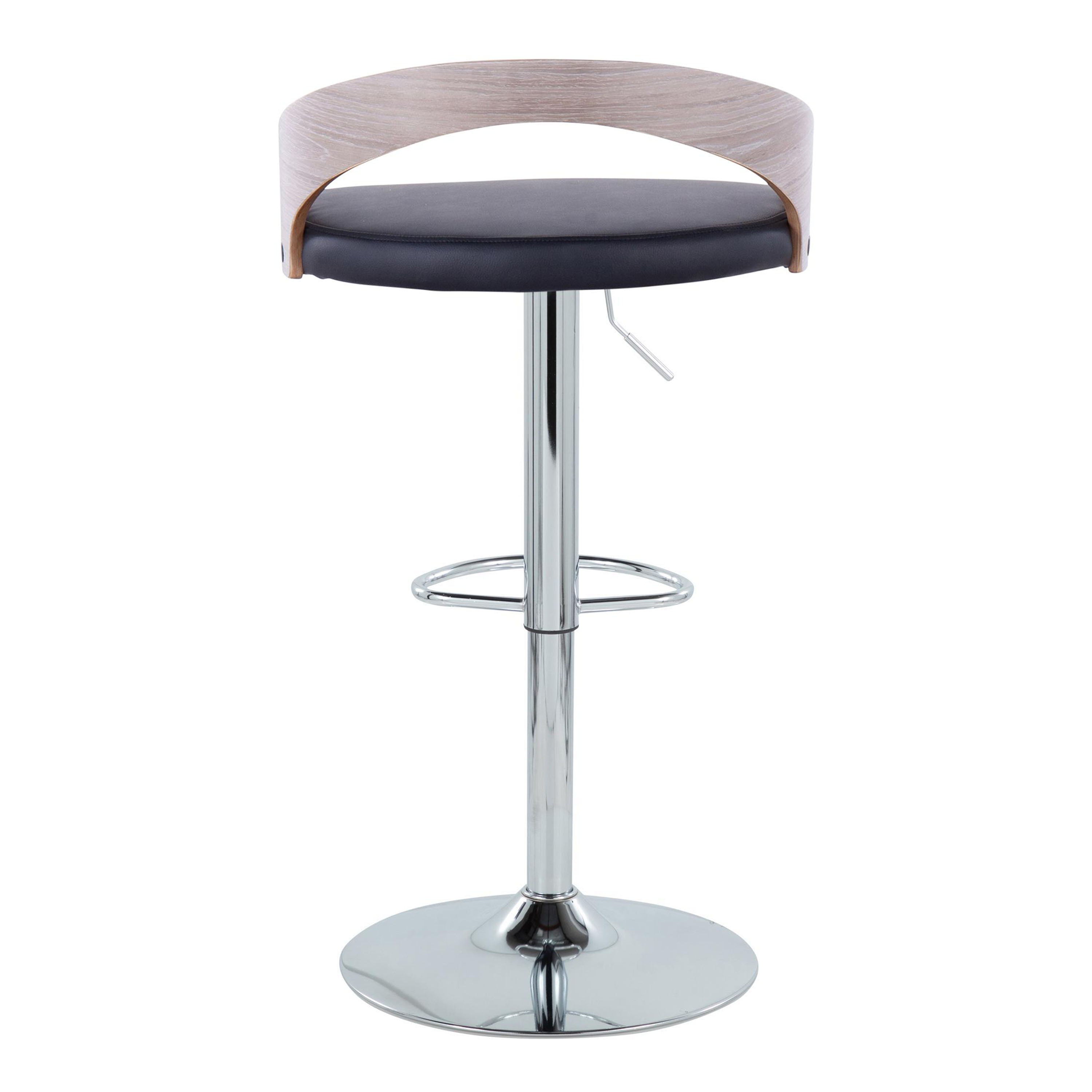 Grotto - Mid Century Modern Adjustable Height Barstool With Swivel With Oval Footrest (Set of 2)