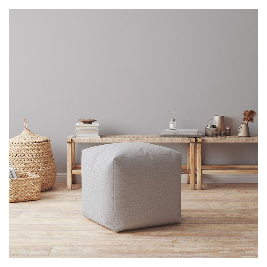 Cotton Pouf Ottoman - Gray