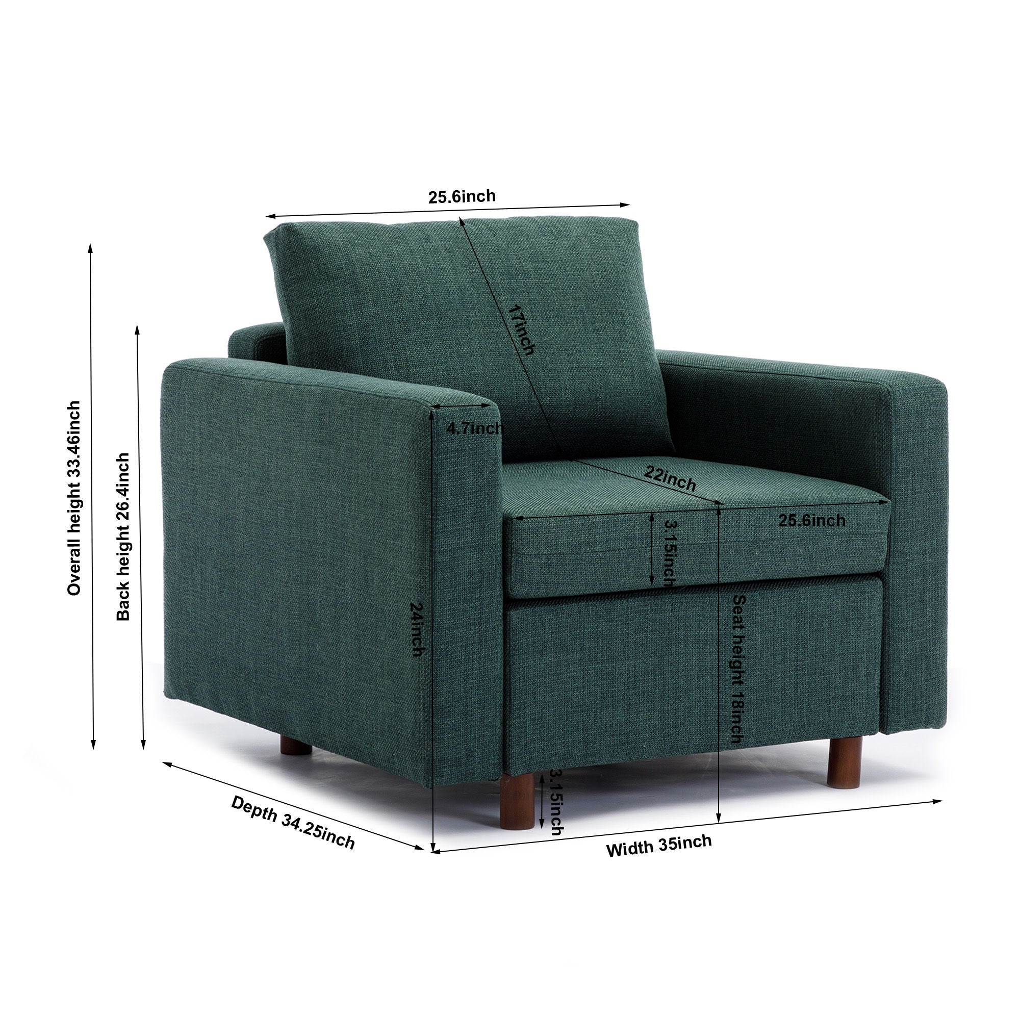 Single Seat Module Sofa Sectional Couch With Armrest With 1 Ottoman, Cushion Covers Non-Removable And Non-Washable