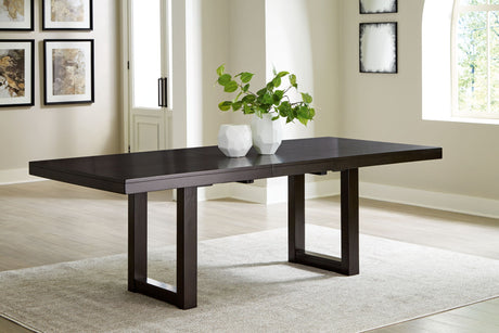 Neymorton - 7 Pc. - Rectangular Extension Table, 6 Side Chairs - Dark Grayish Brown - view 2