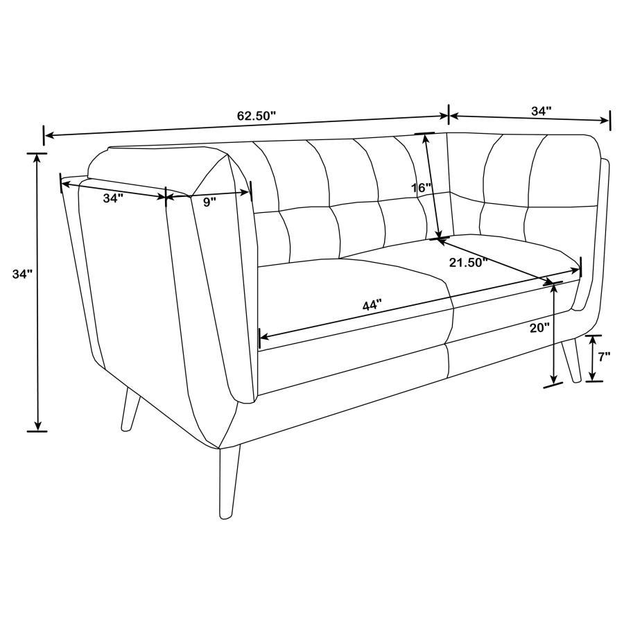 Thatcher - Upholstered Tuxedo Arm Tufted Loveseat - Brown