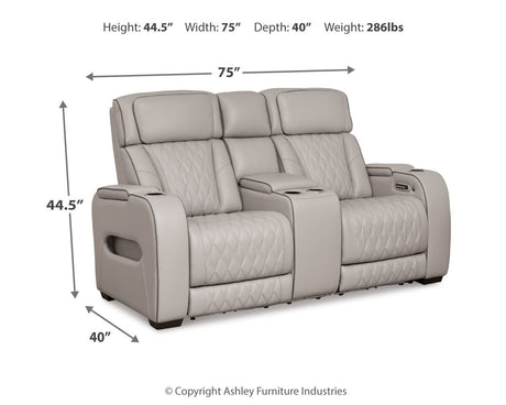 Boyington - Power Reclining Loveseat With Console/Adj Hdrst by Signature Design by Ashley® | Bel Furniture