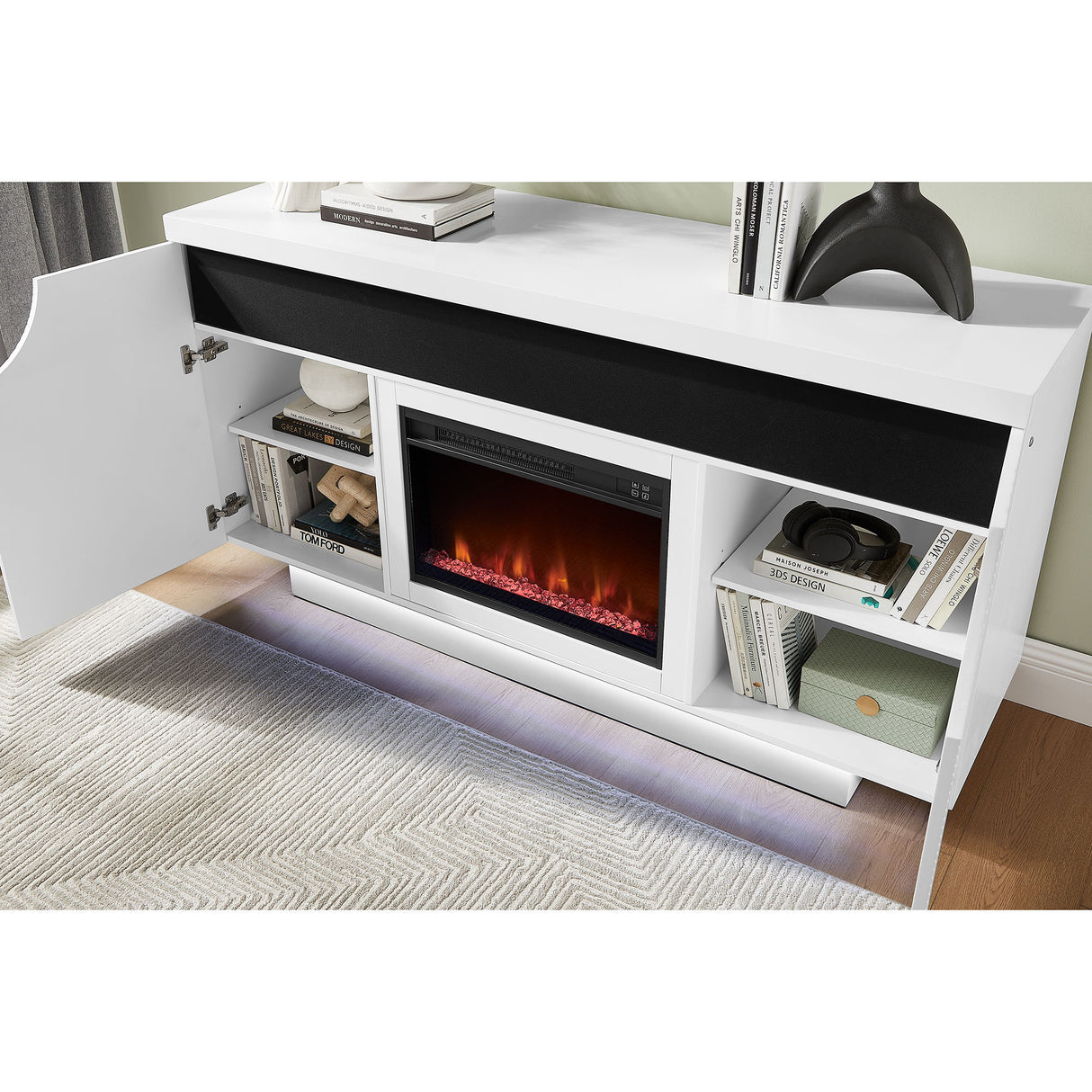 Alessia - Electric Fireplace With Multi Color LED And Flame Settings