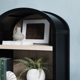 Modern 3 Shelf Open Arched Bookcase Cabinet