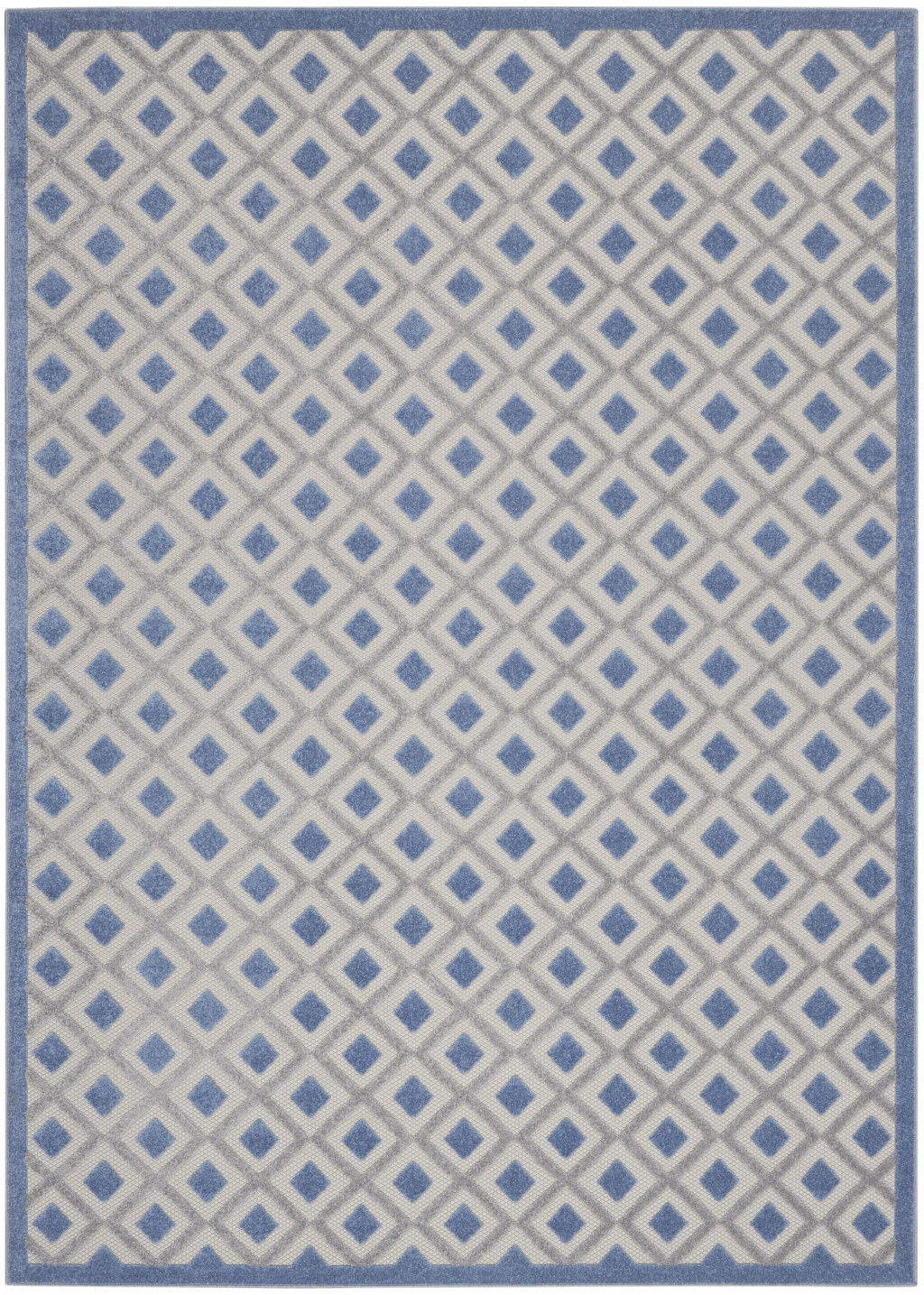 10' X 13' Gingham Non Skid Indoor / Outdoor Area Rug - Blue / Gray