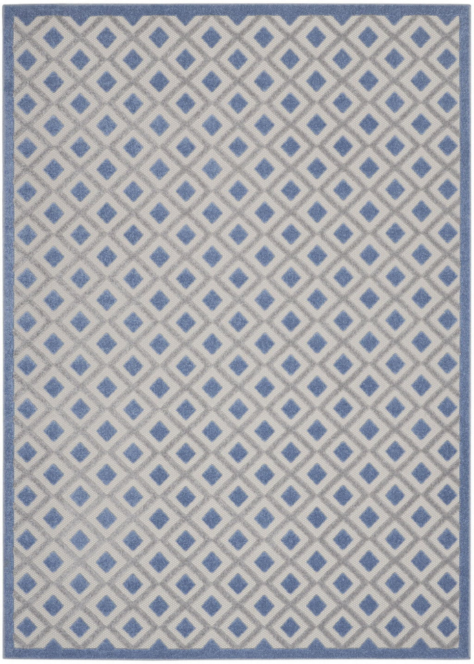 10' X 13' Gingham Non Skid Indoor / Outdoor Area Rug - Blue / Gray