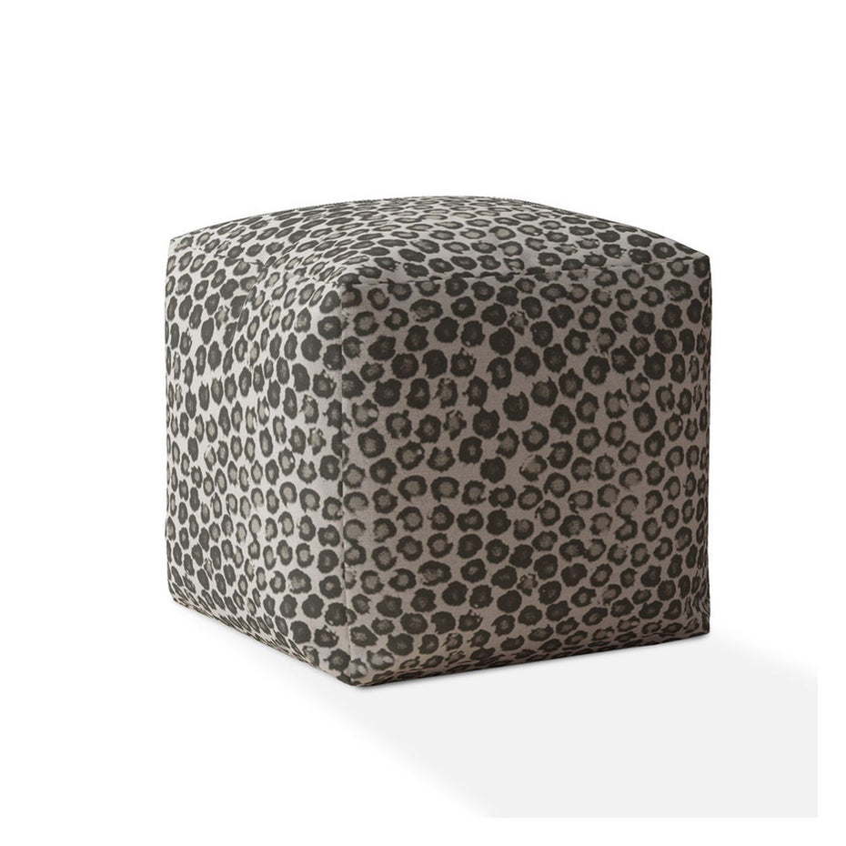 Cotton Floral, Pouf Ottoman - Beige