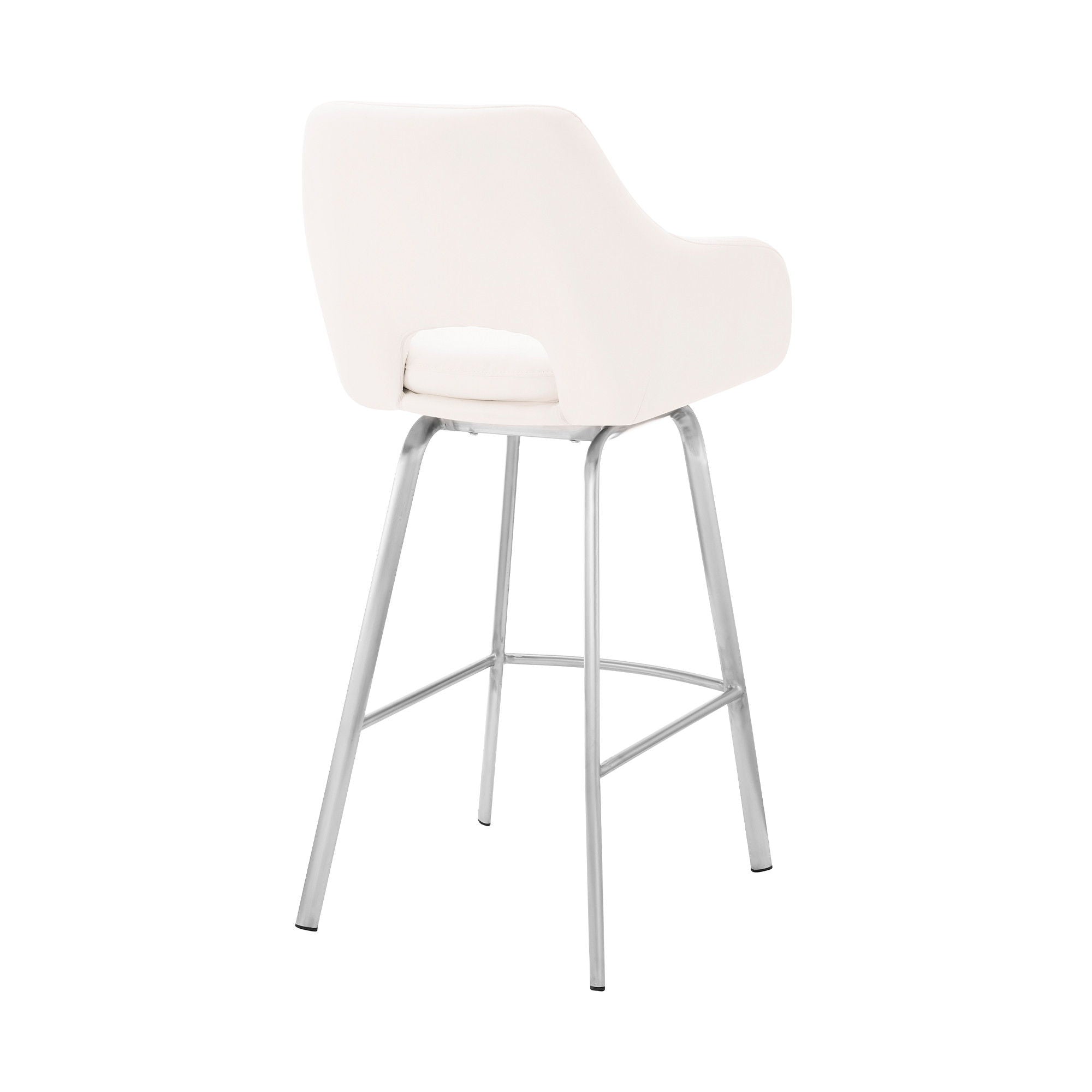 Swivel Low Back Counter Height, Bar Chair - White / Silver