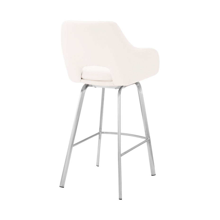 Swivel Low Back Counter Height, Bar Chair - White / Silver