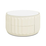 Facino - Round Storage Coffee Table - White Birch