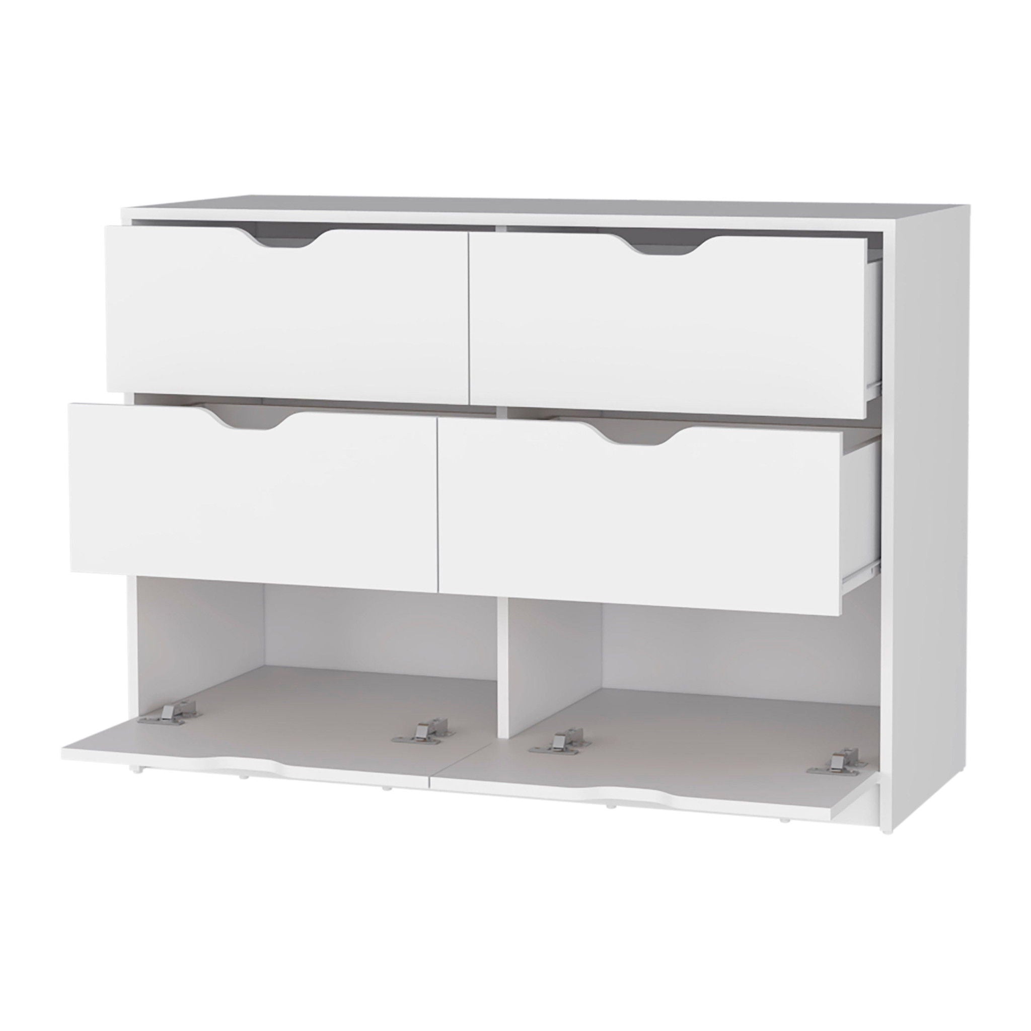 Manufactured Wood Six Drawer Modern Dresser - White