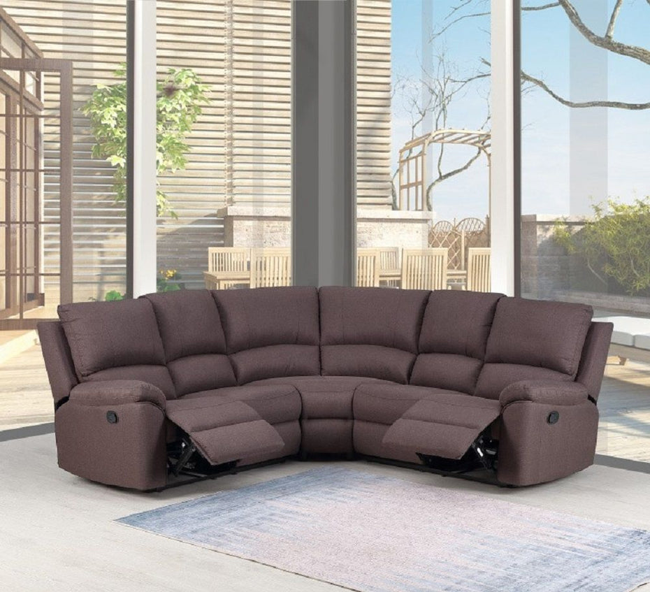 Polyester Blend Reclining U Shaped Three Piece Corner Sectional - Brown