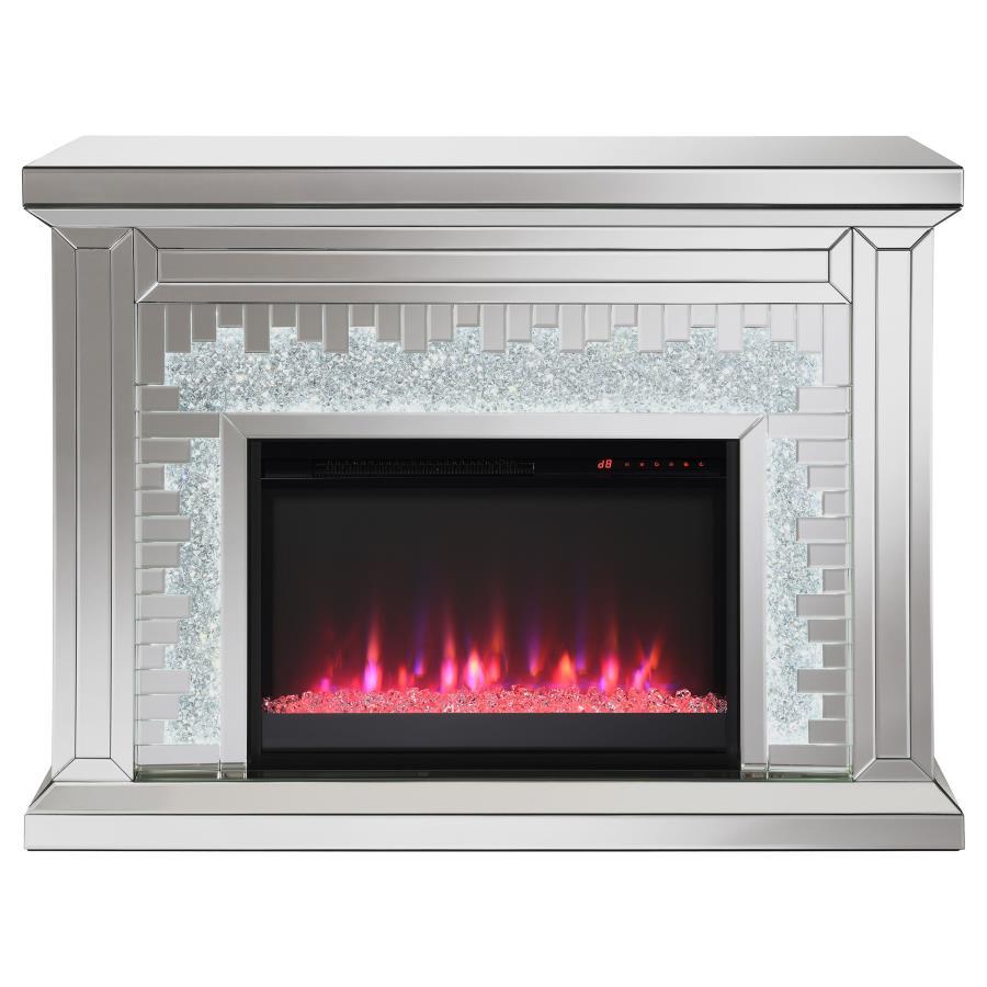 Gilmore - Mirrored Freestanding Electric Fireplace - Silver