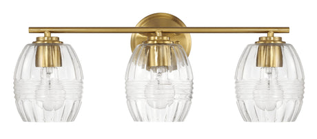 Luster - 3 Lights Vanity With Clear For Bathrooms Above Mirror Wall Lamp Satin - Clear / Gold by Ashcroft Furniture | Bel Furniture
