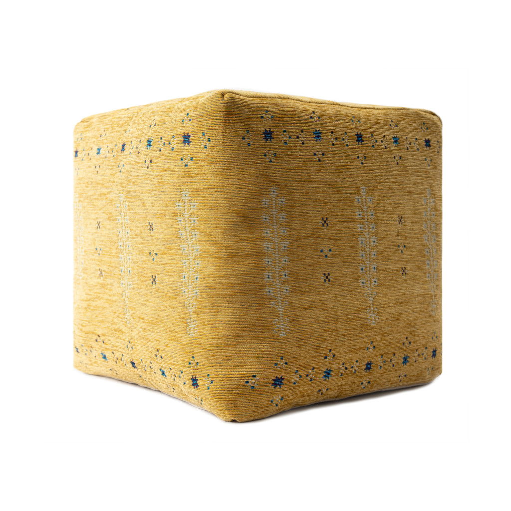 Polyester Blend Ottoman - Yellow