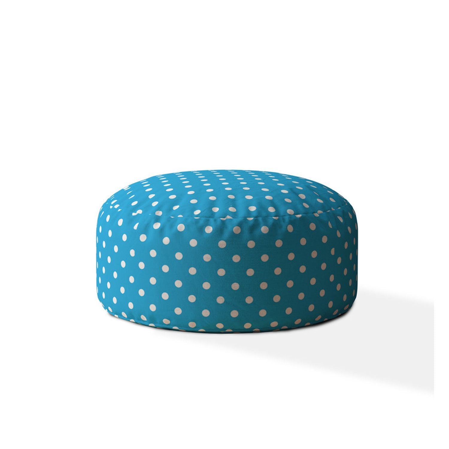 Cotton, Round Polka Dots Pouf Ottoman - Blue