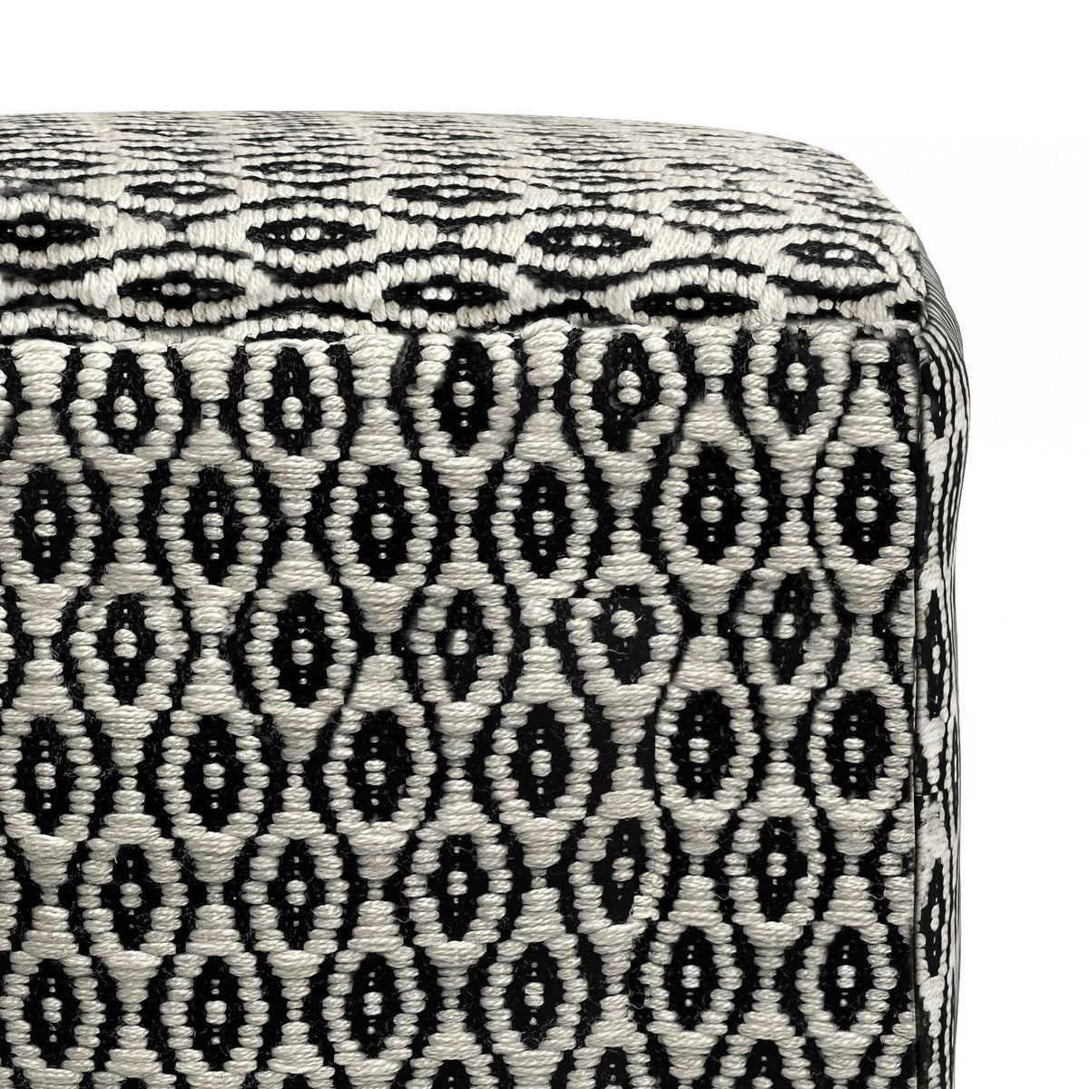 Kiana - Square Woven Outdoor / Indoor Pouf - Black / White by Simpli-Home | Bel Furniture