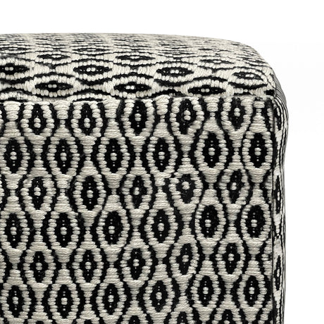 Kiana - Square Woven Outdoor / Indoor Pouf - Black / White by Simpli-Home | Bel Furniture