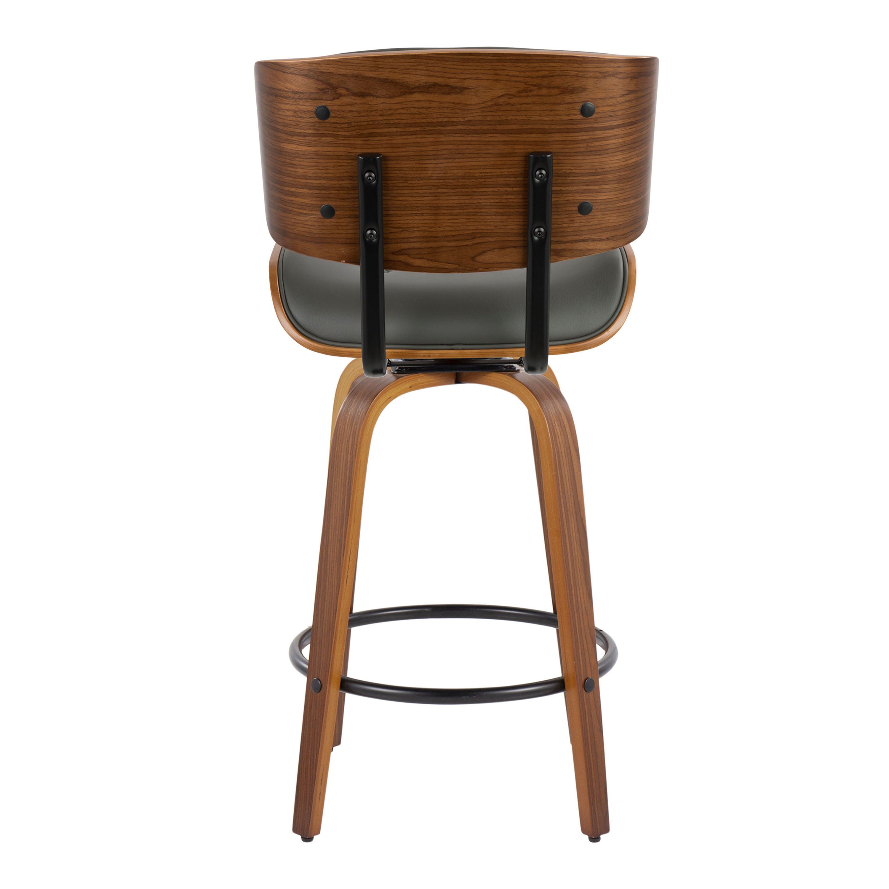 Lombardi - Mid-Century Modern Fixed Height Counter Stool With Swivel With Round Footrest (Set of 2)