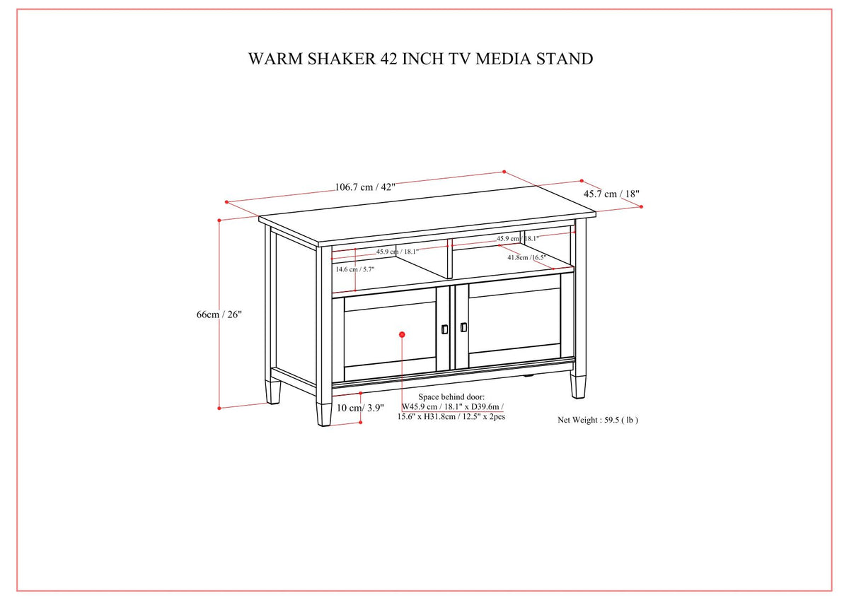 Warm Shaker - TV Media Stand Handcrafted - Brown by Simpli-Home | Bel Furniture