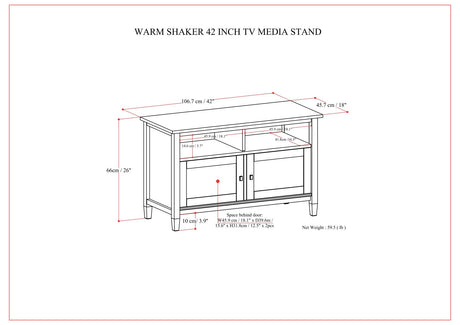 Warm Shaker - TV Media Stand Handcrafted - Brown by Simpli-Home | Bel Furniture