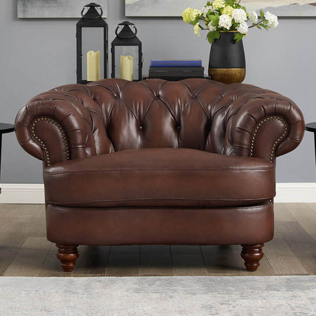 Newport - Leather Chair - Caramel by Hydeline Furniture | Bel Furniture