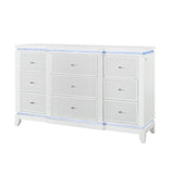 Adalid - Dresser With LED Light And Glittered Drawer Fronts - White