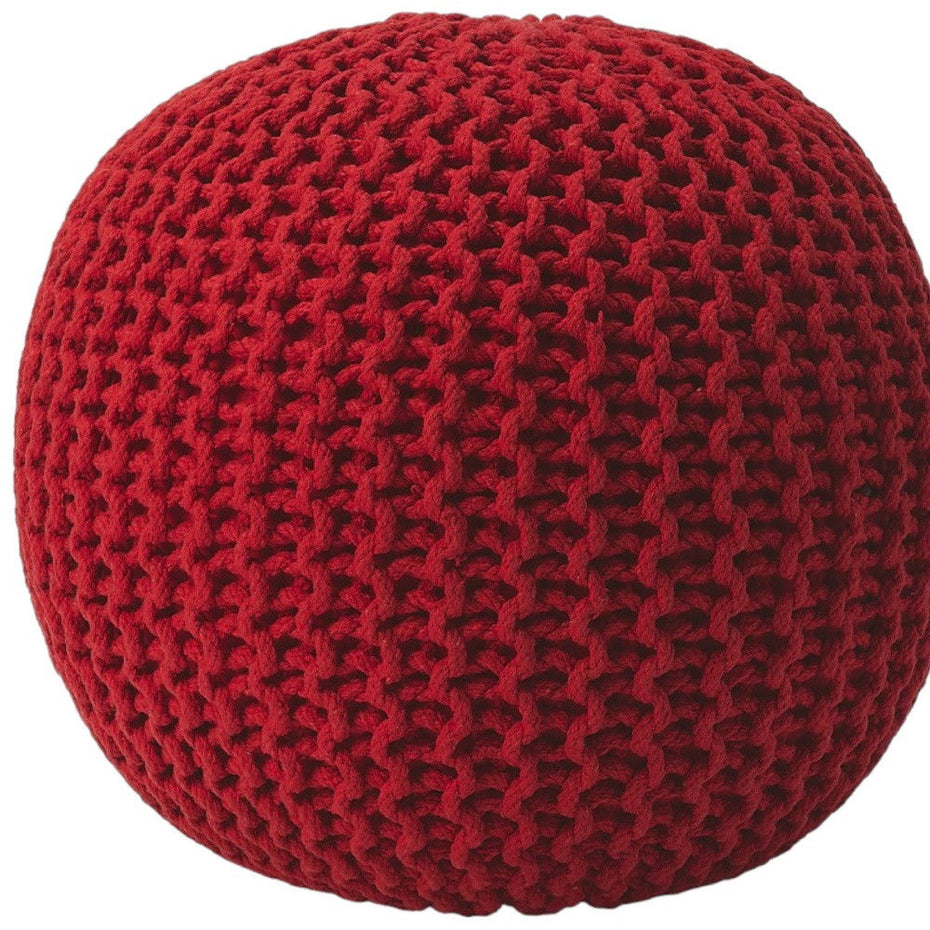 Round Pouf Ottoman - Red