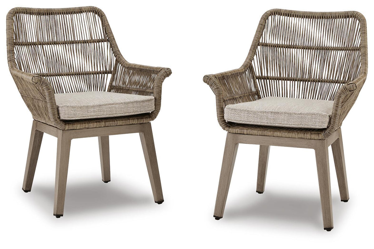 Beach Front Arm Chair With Cushion (Set of 2) Beige