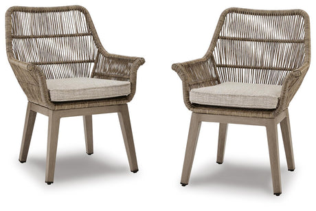 Beach Front Arm Chair With Cushion (Set of 2) Beige