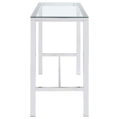 Tolbert - Rectangular Glass Top Pub Bar Table - Chrome by CoasterEssence | Bel Furniture
