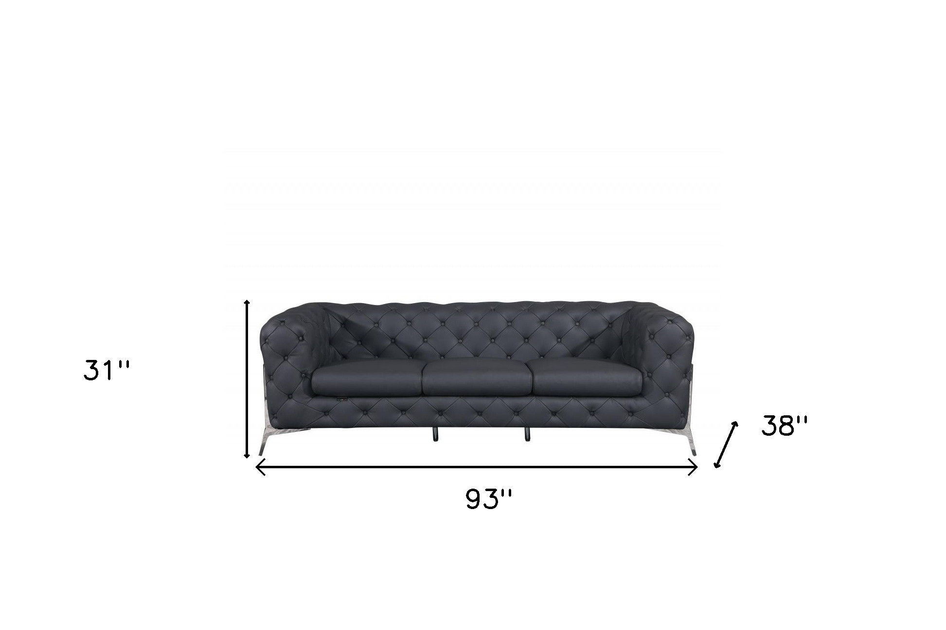 Italian Leather Sofa - Gray