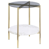 Jonelle - Round Glass Top Table White End Tables by CoasterEveryday | Bel Furniture