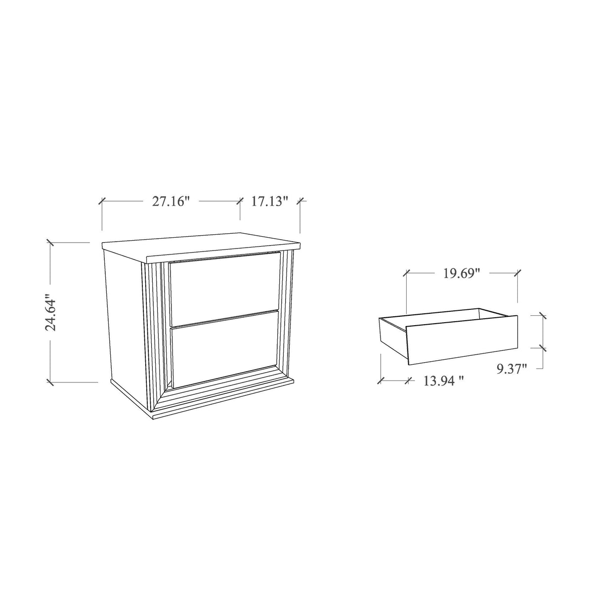 Moon - Smooth Nightstand With LED - White - view 2