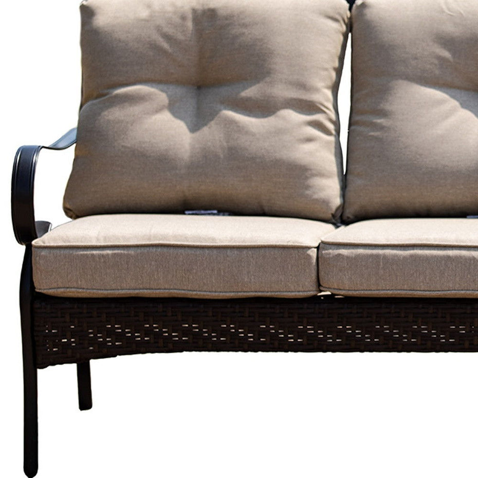 Polyester Blend Settee With Black Legs - Beige